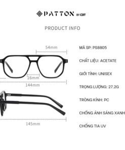 Gọng Kính Acetate Patton Ps8805 Chính hãng