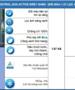 Tròng kính đổi màu ánh sáng xanh Zinmy 1.67