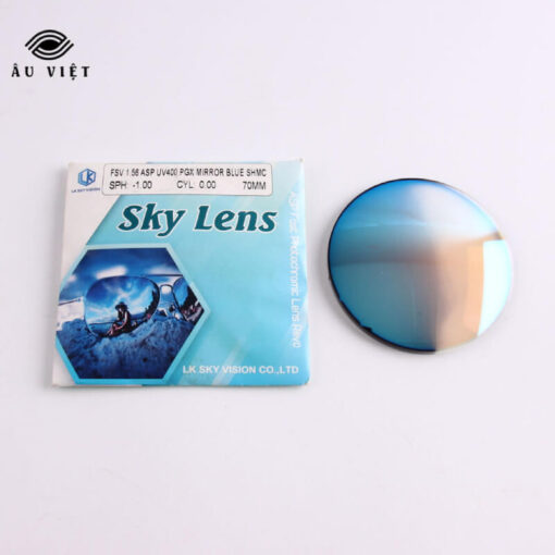 Tròng kính đổi màu tráng gương Sky Lens 1.56